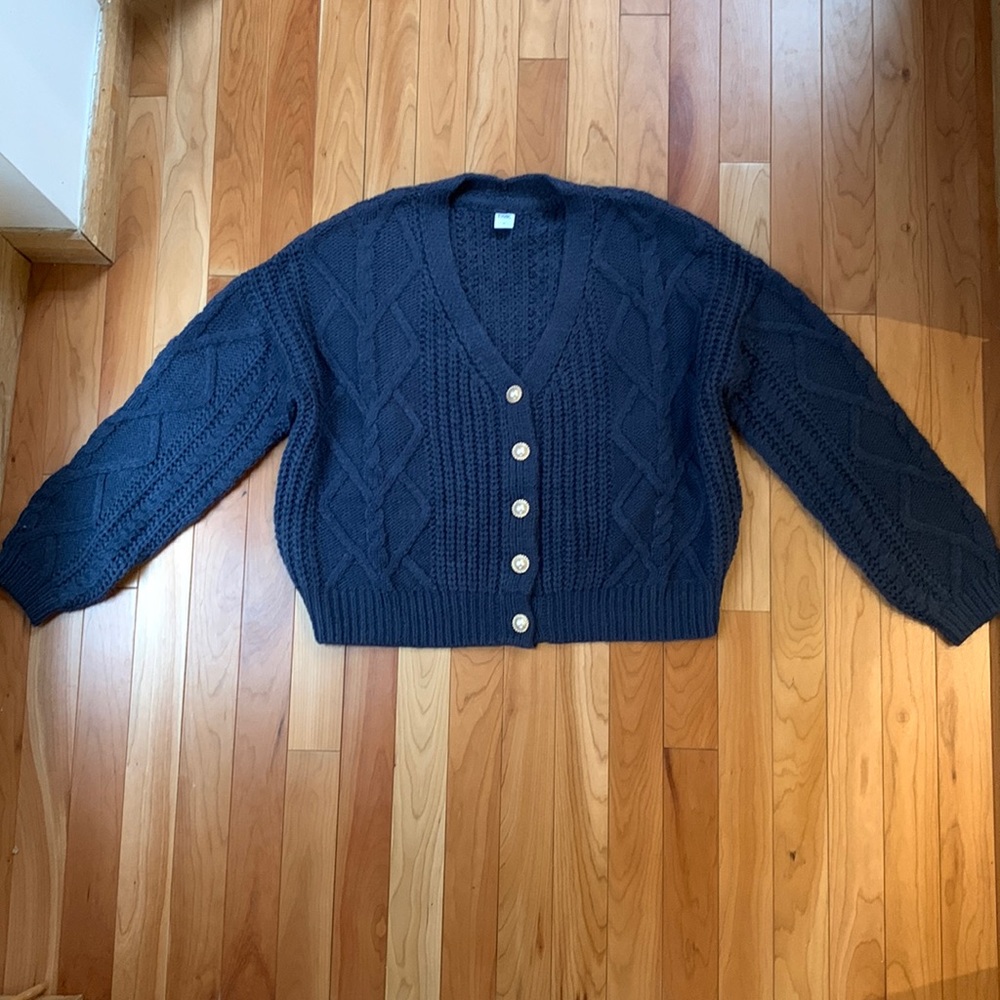 Ribs and cables jewel-button cardigan from Simons
